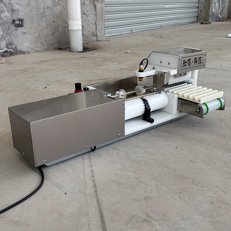 Jiaxuan automatic skewer machine showing stick feeding area and ingredient holder